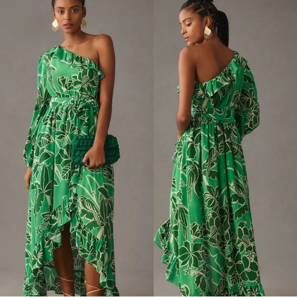green emerald velvet dress Farm Rio Anthropologie Tropical Tapestry Scarf Printed Mini Dress  White  Chocolate Couture